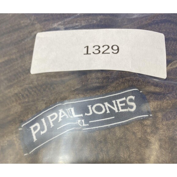 PJ Paul Jones Cardigan Sweater Mens XL Brown Shawl Collar Cable Knit Button Up - Picture 10 of 11